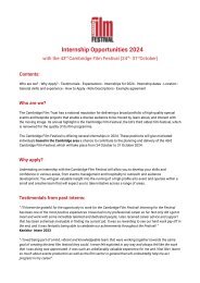 Cambridge Film Festival Internship Opportunities Pack 2024