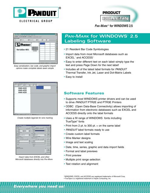 PAN-MARK for WINDOWS^ 2.5 Labeling Software - Panduit