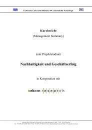 Nachhaltigkeit und Geschäftserfolg - Oekom Research