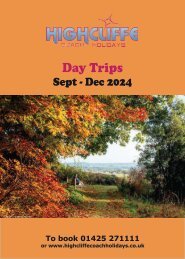 Highcliffe Coach Holidays - Day Excursions 2024 - Sept onwards