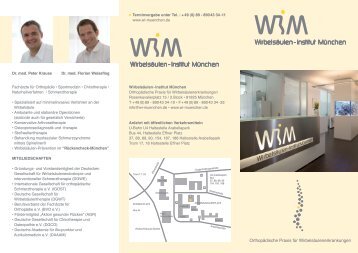 WIM Praxisfolder - Wirbelsäulen-Institut München