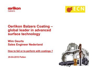 Oerlikon Balzers Coating – global leader in advanced ... - VeMet