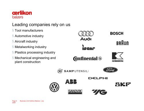 Oerlikon Balzers Coating – global leader in advanced ... - VeMet