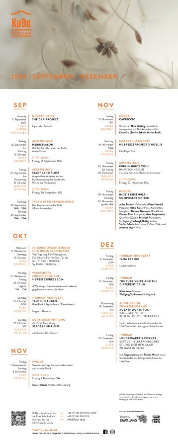 Programmflyer KUBA Sep-Dez 2024