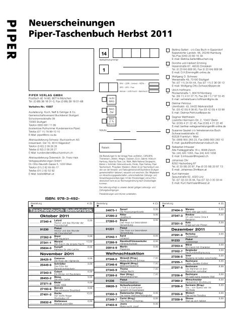 Neuerscheinungen Piper-Taschenbuch Herbst 2011 - Piper Verlag ...