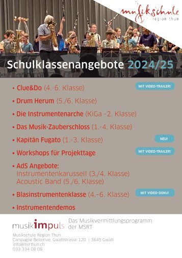 MSRT Portfolio Schulklassenangebote