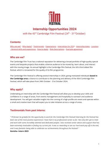 Cambridge Film Festival Internship Opportunities Pack 2024 v3