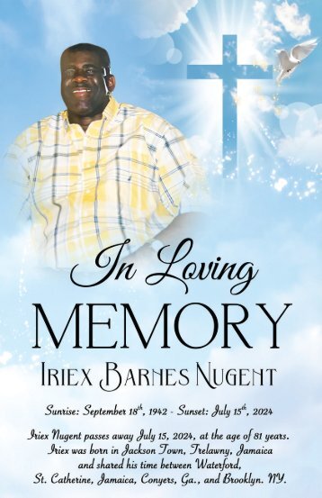 Keepsake Memories LLC  invites you to experience the Digital Memorial Program dedicated to Iriex Barnes Nugent