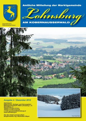 Amtliche Mitteilung der Marktgemeinde AM KOBERNAUSSERWALD