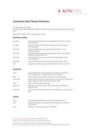 Curriculum vitae Thomas Felzmann - ACTIVARTIS Biotech GmbH