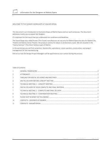 Information for Set Designers at Malmö Opera