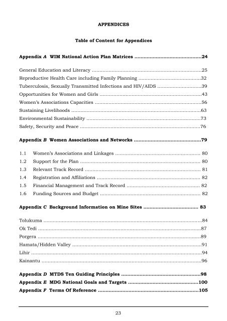 Women in Mining National Action Plan 2007-2012 - International ...