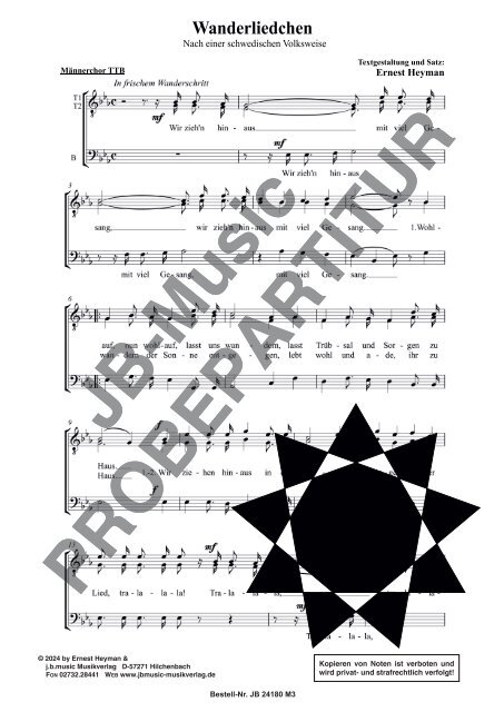 Wanderliedchen (für Männerchor TTB und Gemischten Chor SAM)