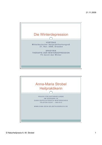 Die Winterdepression Anna-Maria Strobel Heilpraktikerin