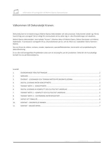 Information till scenografer - Malmö Opera Operaverkstan