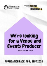 Chisenhale Dance Space – Venue and Events Producer Ad