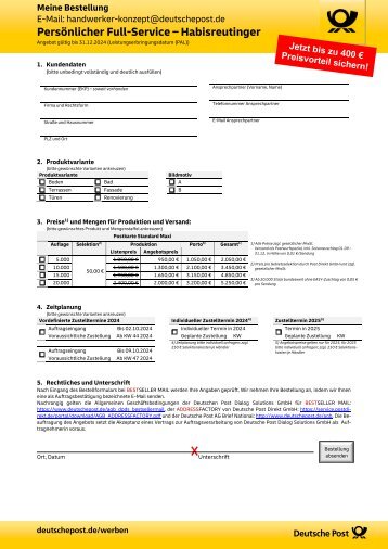 Bestellformular | Deutsche Post