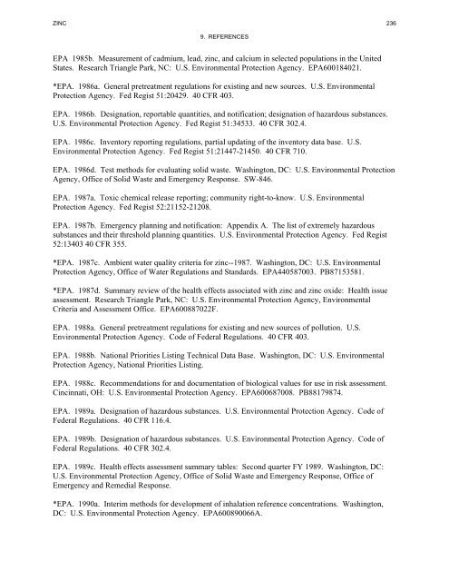 toxicological profile for zinc - Agency for Toxic Substances and ...