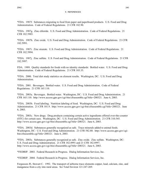 toxicological profile for zinc - Agency for Toxic Substances and ...