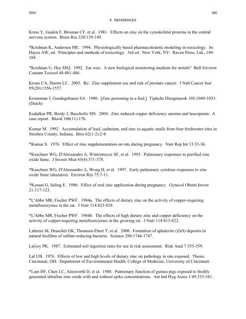 toxicological profile for zinc - Agency for Toxic Substances and ...