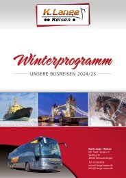 Winterprogramm 2024/2025 der Fa. K. Lange Reisen - Busreisen, Tagesfahrten, Städtetouren