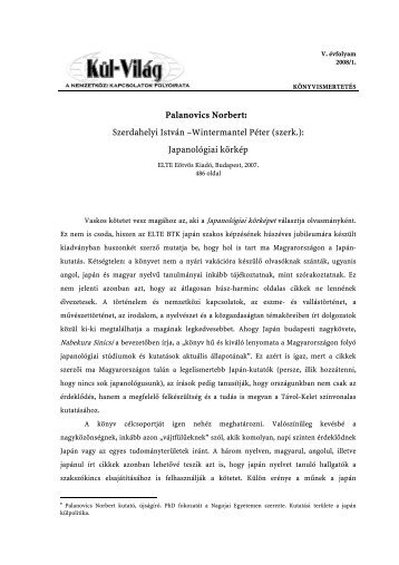 Szerdahelyi István –Wintermantel Péter (szerk.): Japanológiai ... - EPA
