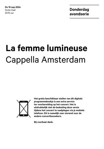 2024 09 19 La femme lumineuse - Cappella Amsterdam