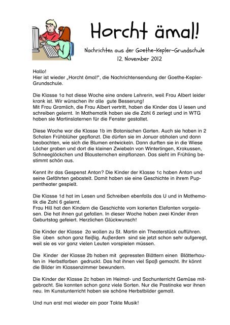 8. November 2012 - Goethe-Kepler-Grundschule