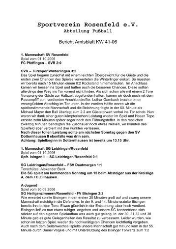 Sportverein Rosenfeld eV Abteilung Fußball - CrossData-Tools