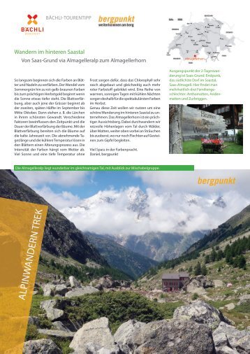 Tourentipp 10.2024 - Wandern im hinteren Saastal