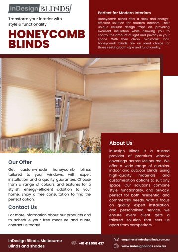 Energy-Efficient Honeycomb Blinds for Modern Interiors