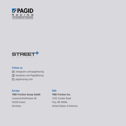 PAGID Racing Booklet StreetPlus EN
