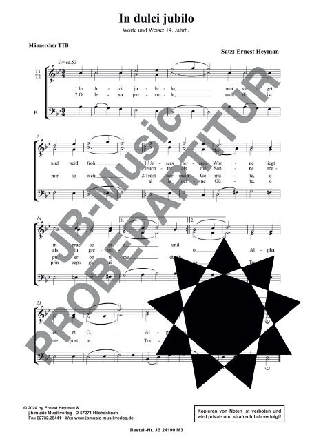 In dulci jubilo (für Männerchor TTB und Gemischten Chor SAM)