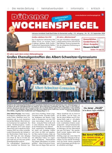 Dübener Wochenspiegel - Ausgabe 18 - Jahrgang 2024