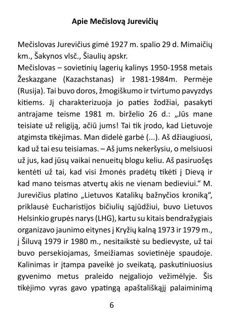 Dievo Tarnas, kalinys Mečislovas Jurevičius