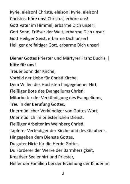 Gottes Friester Martyrer Franz Budris