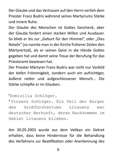Gottes Friester Martyrer Franz Budris