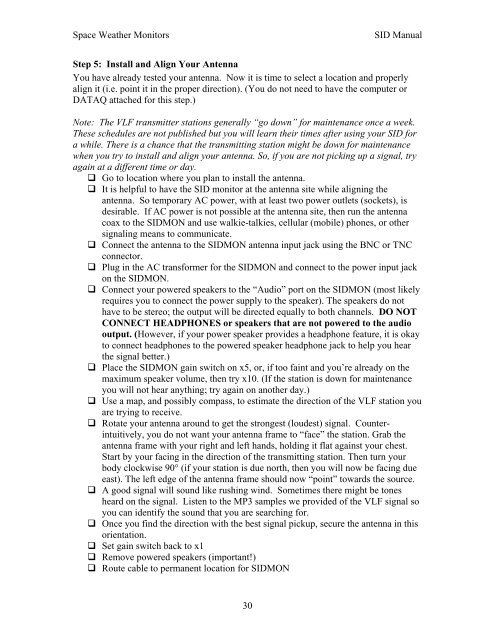 Space Weather Monitors SID Users Manual - Stanford Solar Center ...