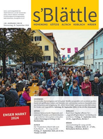 s'Blättle Nr. 39 - Do, 26. September 2024