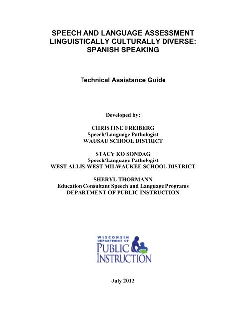 Spanish Speaking - The Special Education Team - Wisconsin.gov