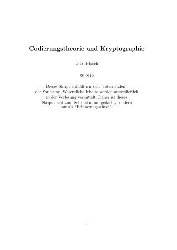 Codierungstheorie und Kryptographie