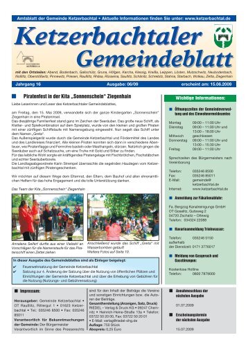 Ketzerbachtaler Gemeindeblatt Ketzerbachtaler Gemeindeblatt