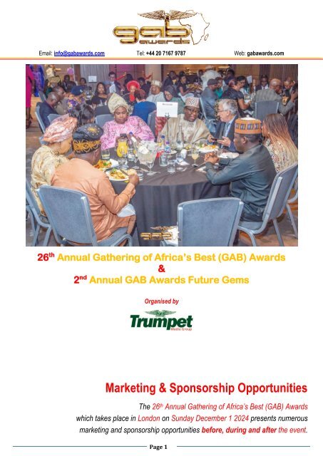 GAB Awards 2024 - Marketing & Sponsorhip Opportunities