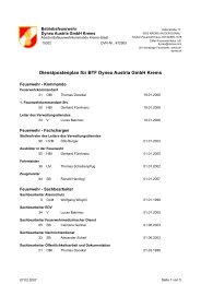 Dienstpostenplan für BTF Dynea Austria GmbH Krems