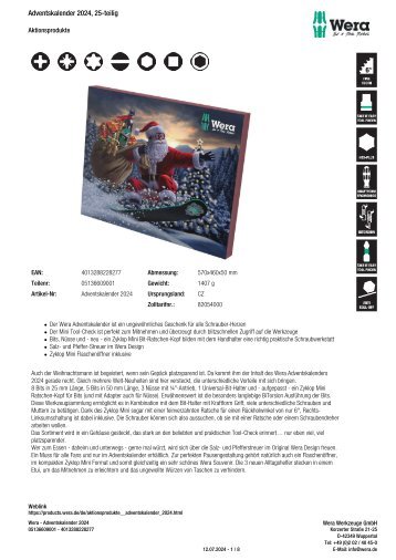 WERA Adventskalender 2024