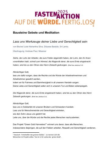 Bausteine Gebete und Meditation