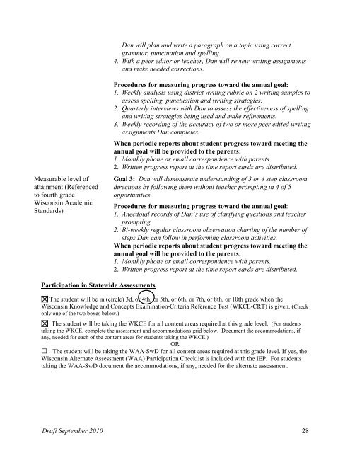 Guide for Writing IEPs - The Special Education Team - Wisconsin.gov