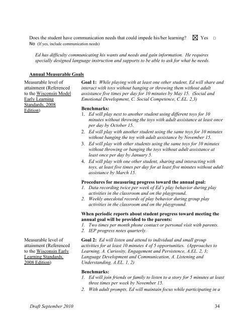 Guide for Writing IEPs - The Special Education Team - Wisconsin.gov