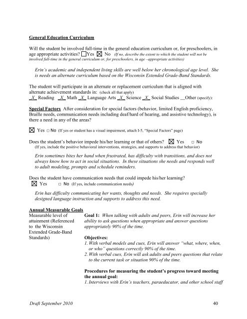 Guide for Writing IEPs - The Special Education Team - Wisconsin.gov