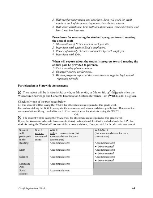 Guide for Writing IEPs - The Special Education Team - Wisconsin.gov